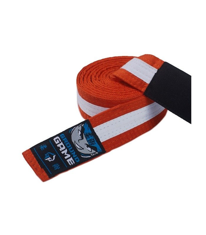 Centură BJJ pentru copii (portocalie cu bară albă)