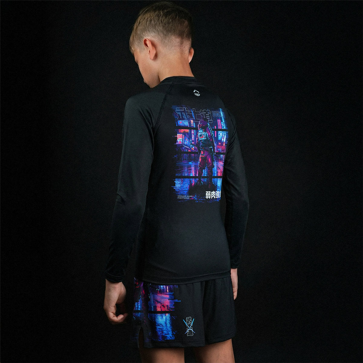 Rashguard pentru copii Cyber Samurai Kids, mânecă lungă